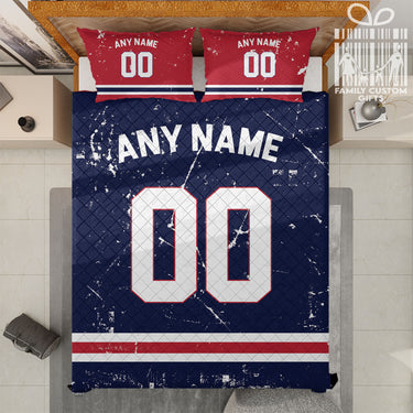Custom Quilt Sets Houston Jersey Personalized Football Premium Quilt Bedding for Men Women
